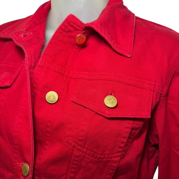 Ralph Lauren Jeans Co Red Denim Trucker jacket size P/S - Picture 6 of 9